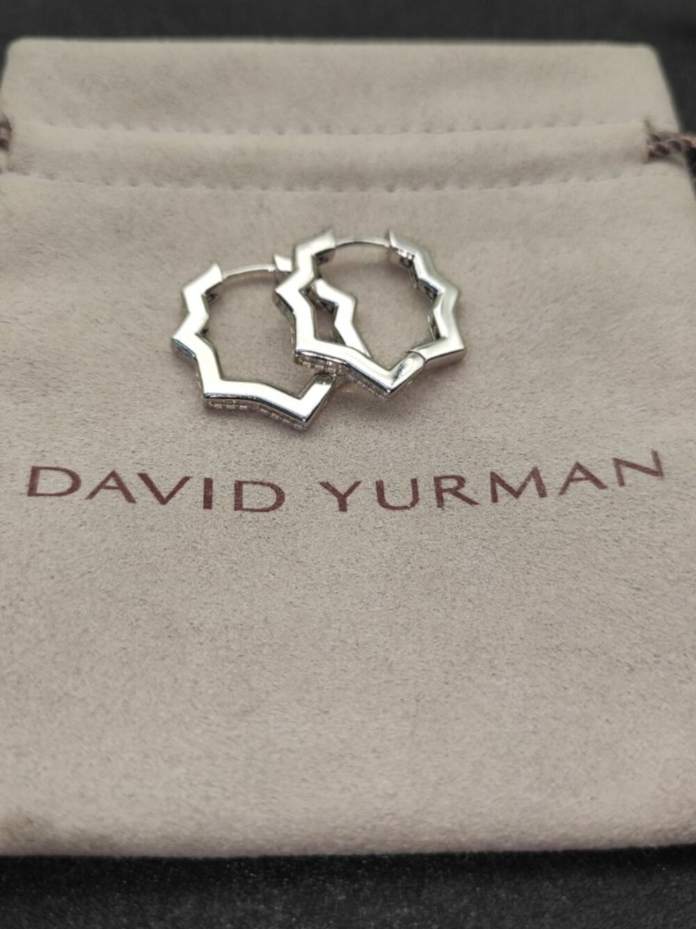 David Yurman 925 Silver Earrings with Original Pouch